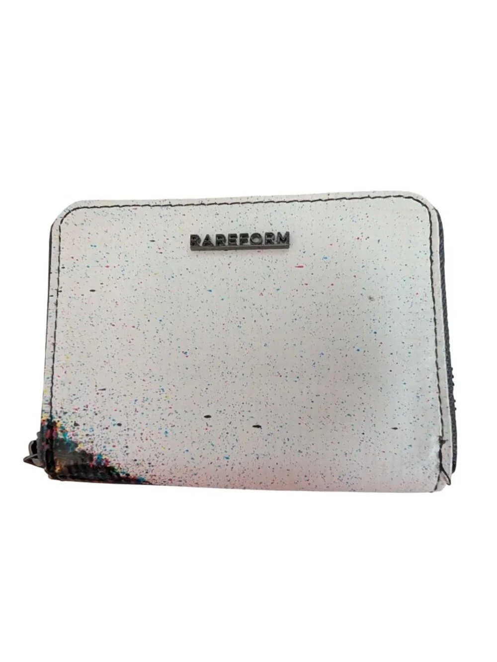 Rareform Zip Around Card Case Wallet 4x3 In Multicolor Splatter Design
